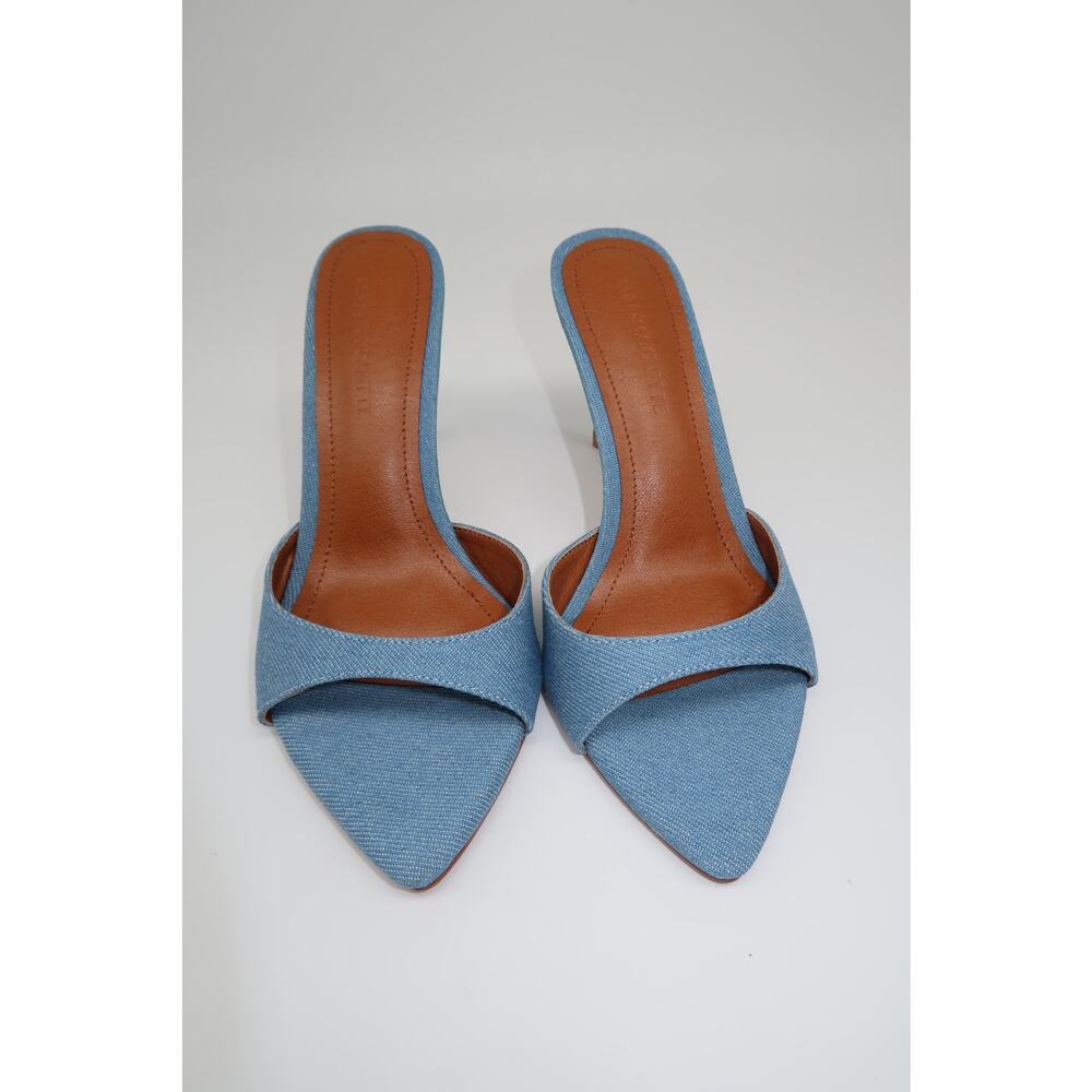 Cult of Coquette 120 Heeled Pointy Mules Blue Gia Denim Vegan Women's Size 7 - Picture 3 of 7